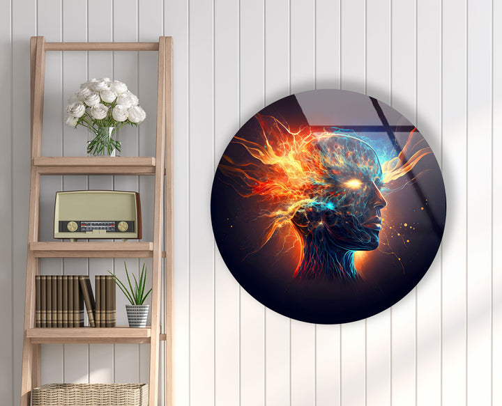 Digital Artwork of Human Round Glass Wall Art custom glass pictures, glass art prints
