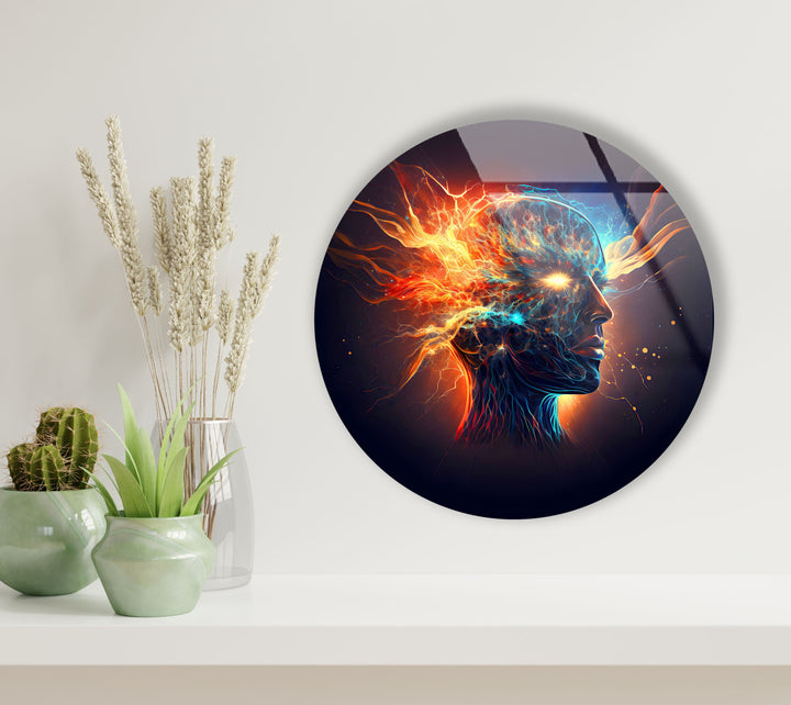 Digital Artwork of Human Round Glass Wall Art print on glass, glass printed photos
