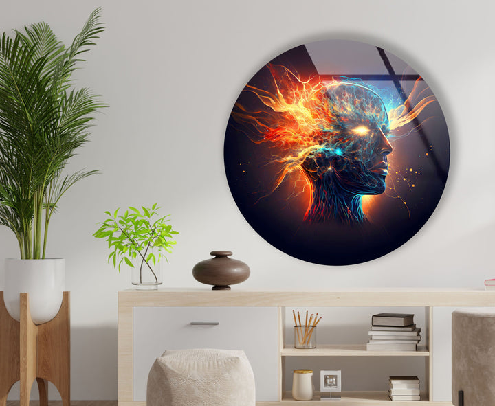 Digital Artwork of Human Round Glass Wall Art print picture on glass, Tempered Glass Wall Art
