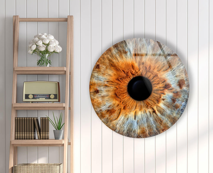 Brown Eye Round Glass Wall Art glass photo prints, glass picture prints
