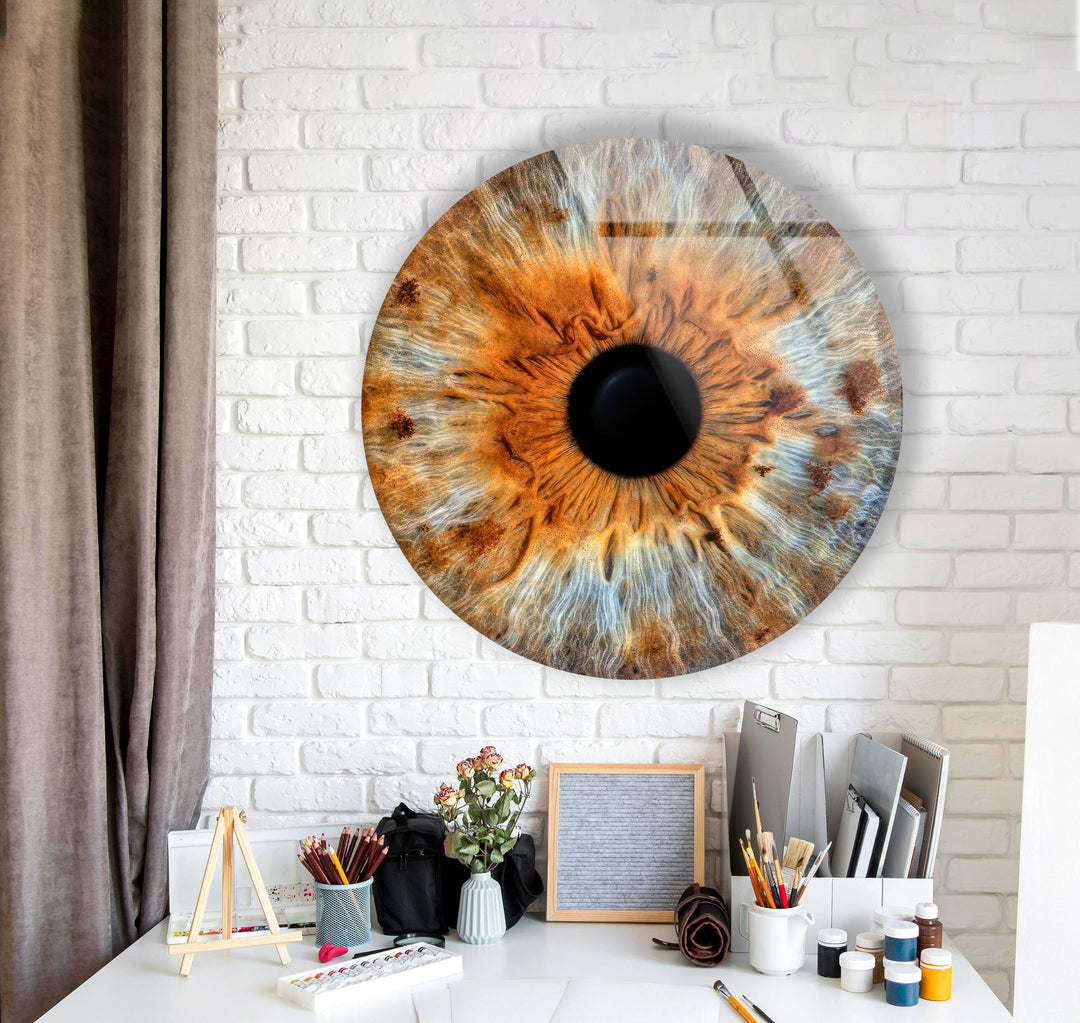 Brown Eye Round Glass Wall Art large glass photo prints, glass wall photos
