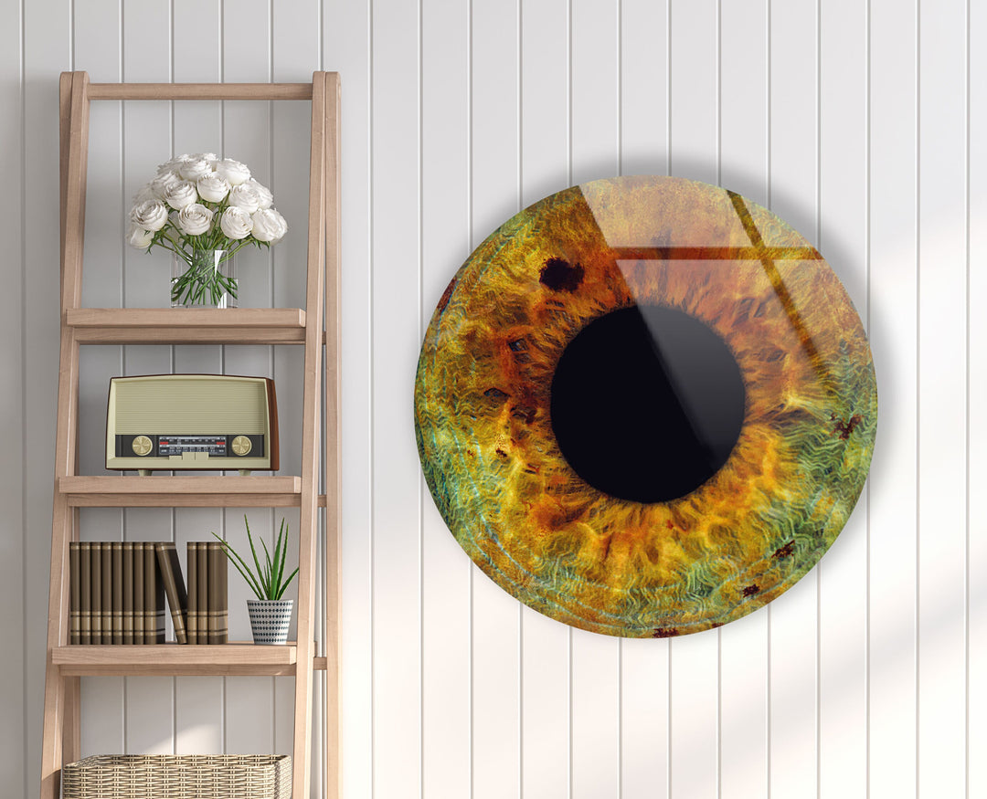 Eye Round Brown Glass Wall Art custom glass photo prints, large glass prints
