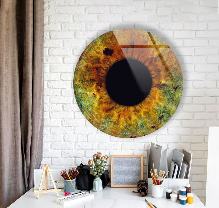 Eye Round Brown Glass Wall Art print on glass, glass printed photos
