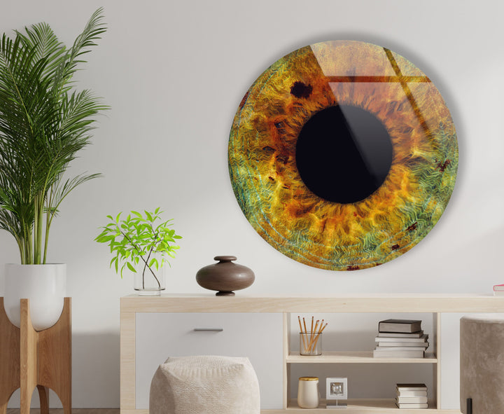 Eye Round Brown Glass Wall Art stained glass wall art, stained glass wall decor
