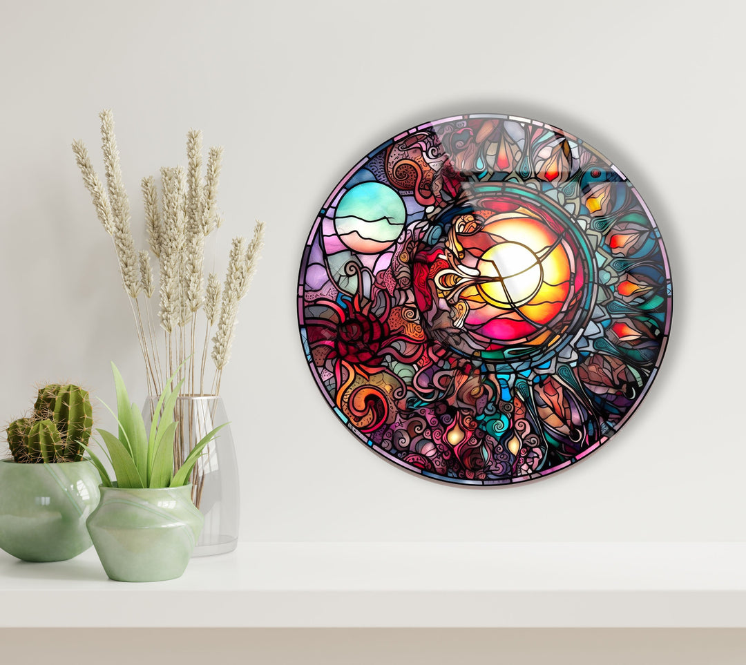 Stained Design Round Glass Wall Art art glass wall art, glass wall art pictures
