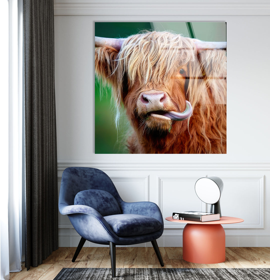 Highland Cow Glass Wall Art picture on glass wall art, photos printed on glass