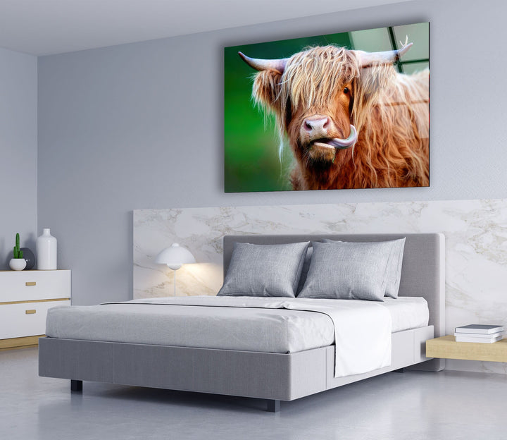 Highland Cow Glass Wall Art             glass wall decor, glass wall art decor