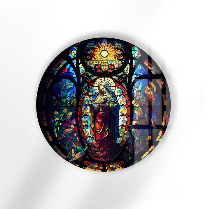 Christian Round Stained Glass Wall Art custom glass pictures, glass art prints
