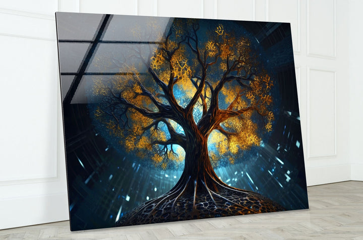 Glowing Magic Tree Glass Wall Art glass image printing, glass prints from photos