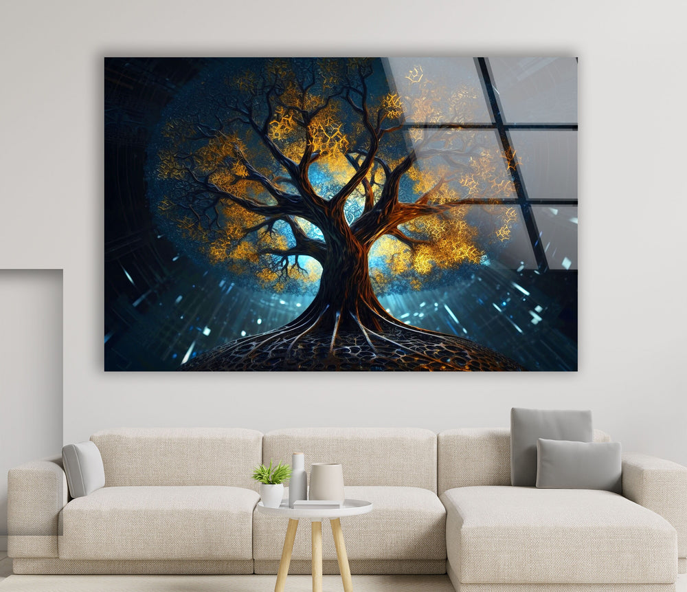 Glowing Magic Tree Glass Wall Art glass photo prints, glass picture prints