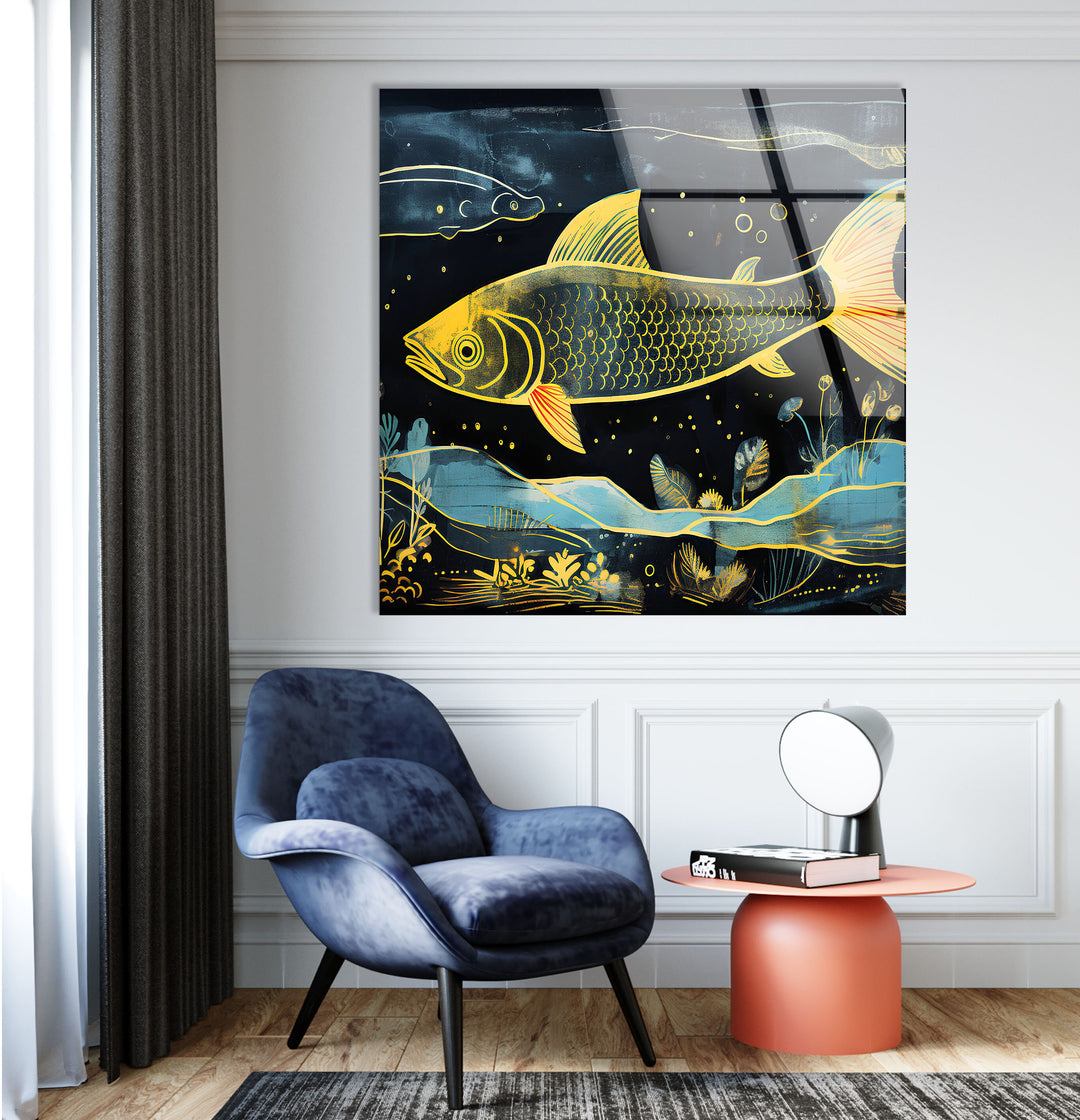 Fish Painting Glass Wall Art custom glass pictures, glass art prints