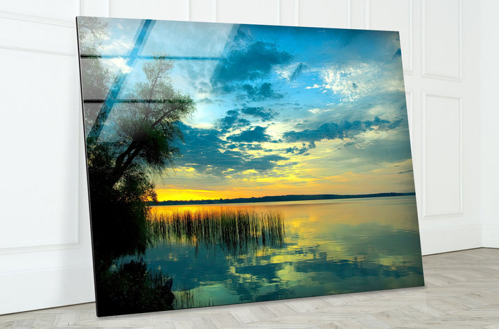 Gentle Sunrise Over The Lake Glass Wall Art glass image printing, glass prints from photos