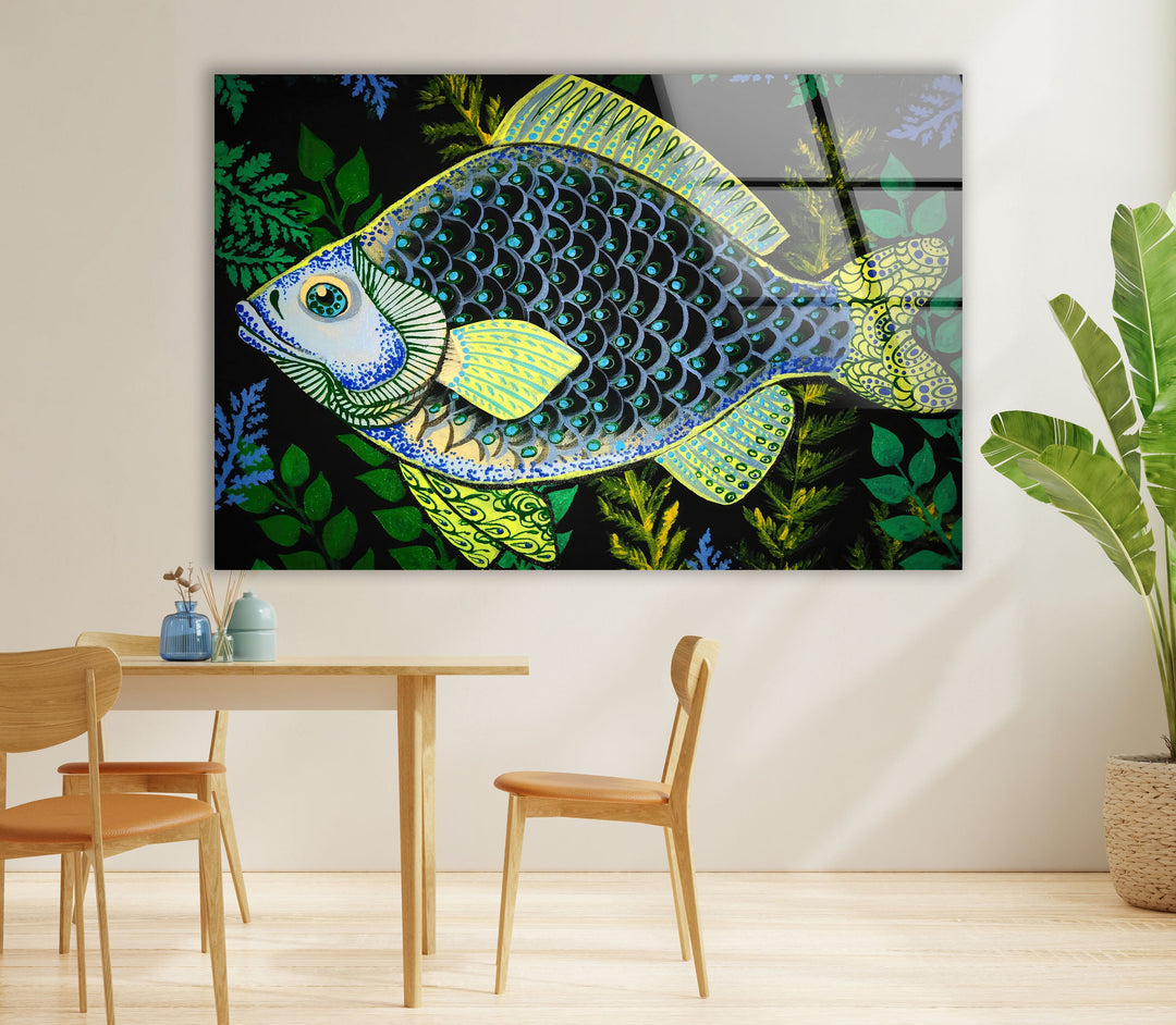 Fish Doodles Art Glass Wall Art art glass wall art, glass wall art pictures