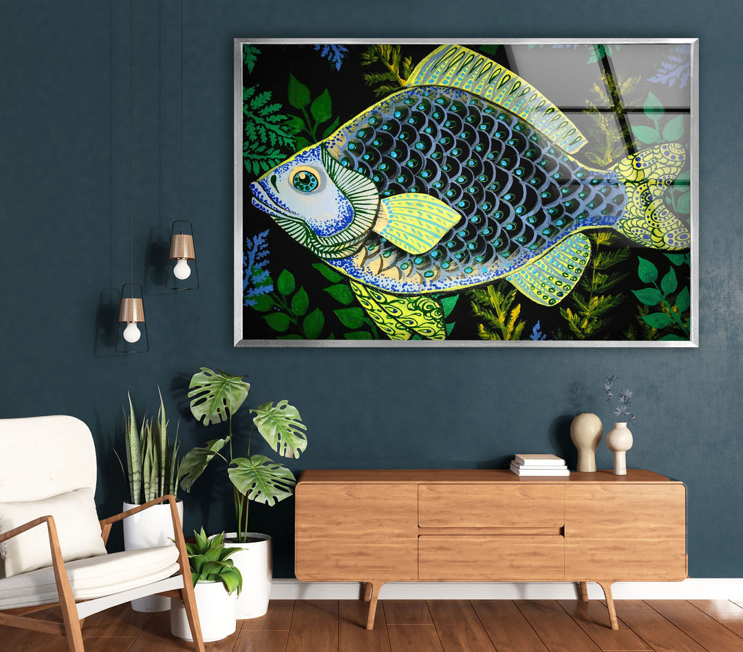 Fish Doodles Art Glass Wall Art glass photo prints, glass picture prints