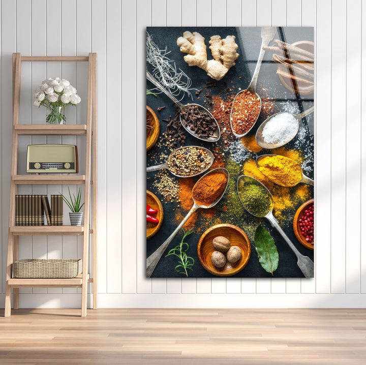 Indian Spices Glass Wall Art, glass image printing, glass prints from photos