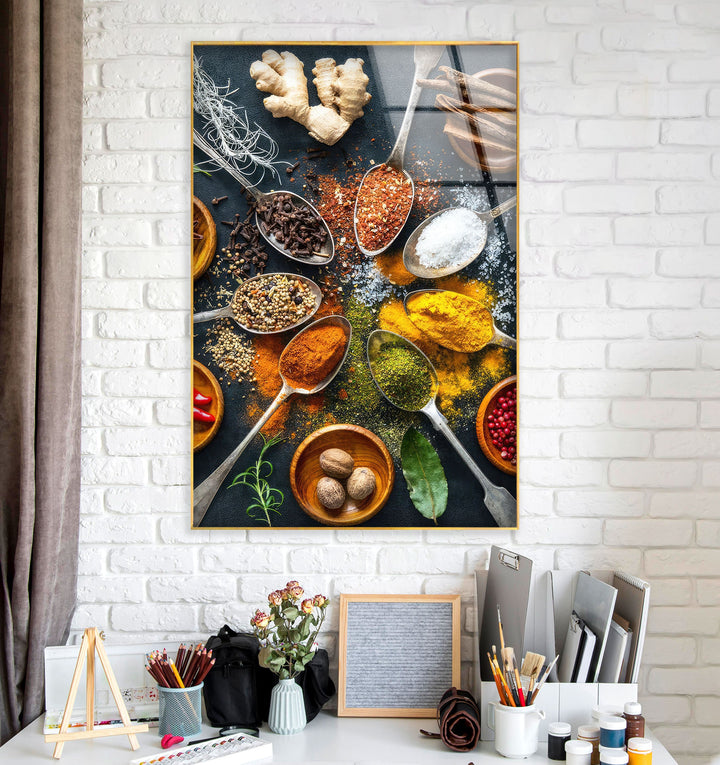 Indian Spices Glass Wall Art, glass photo prints, glass picture prints