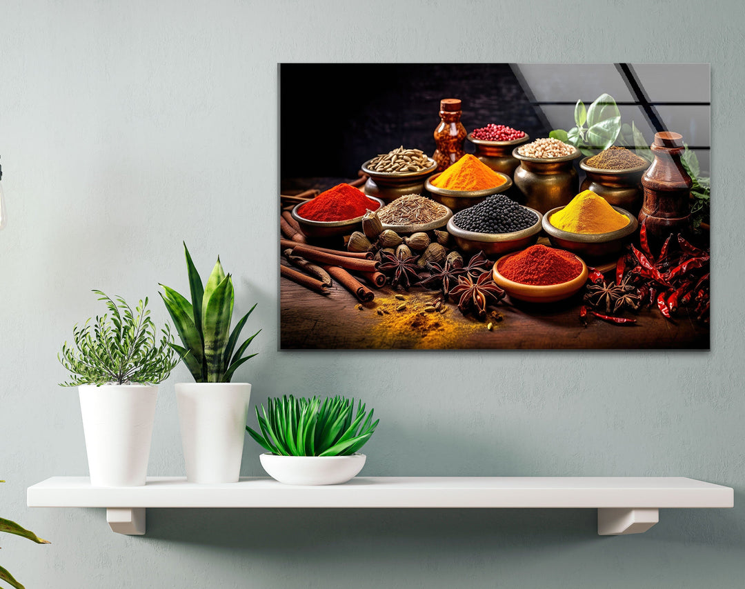 Bunch of Spices Glass Wall Art, art glass wall art, glass wall art pictures