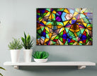 Geometric Mosaic Futuristic Glass Wall Art picture on glass wall art, photos printed on glass