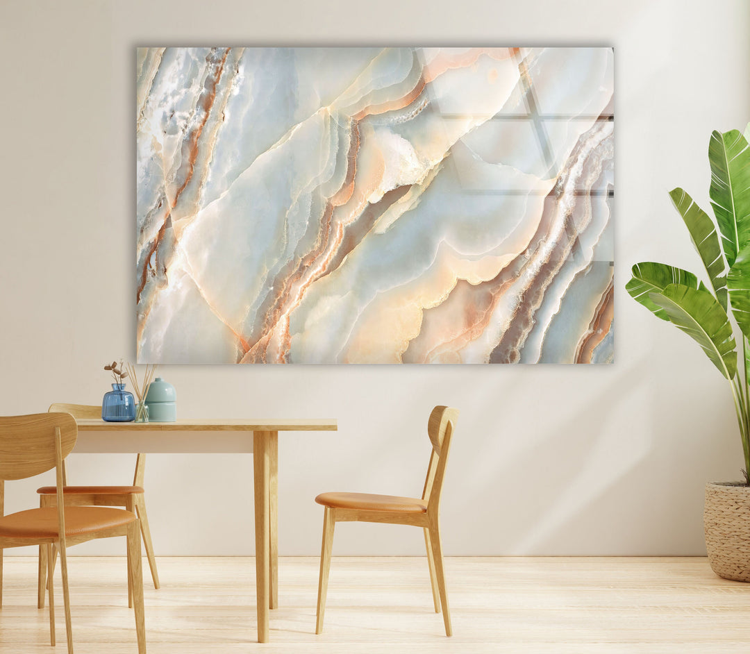 Soft Colors Marbled Abstract Glass Wall Art, photo print on glass, prints on glass wall art