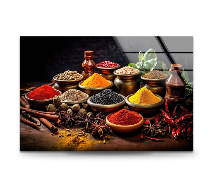 Bunch of Spices Glass Wall Art, glass pictures for Wall, glass prints wall art