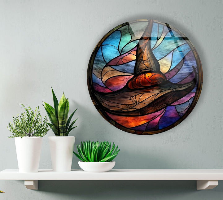 Halloween Decorative Stained Round Glass Wall Art glass image printing, glass prints from photos
