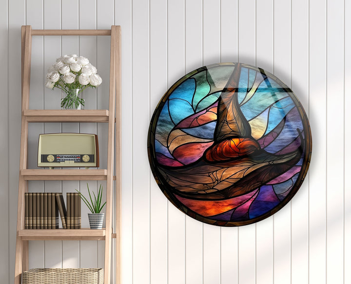 Halloween Decorative Stained Round Glass Wall Art glass pictures for Wall, glass prints wall art
