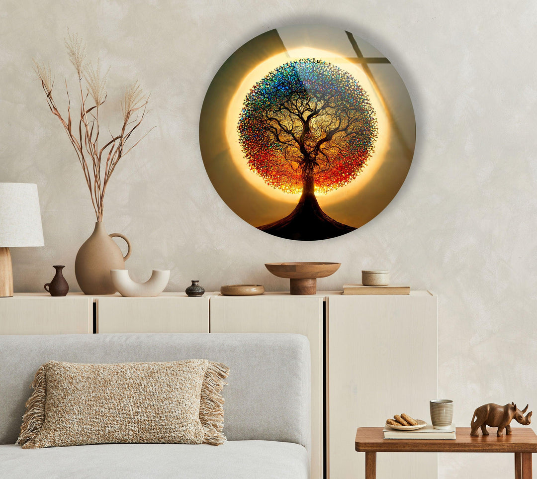 Life of Tree Round Glass Wall Art glass wall decor, glass wall art decor