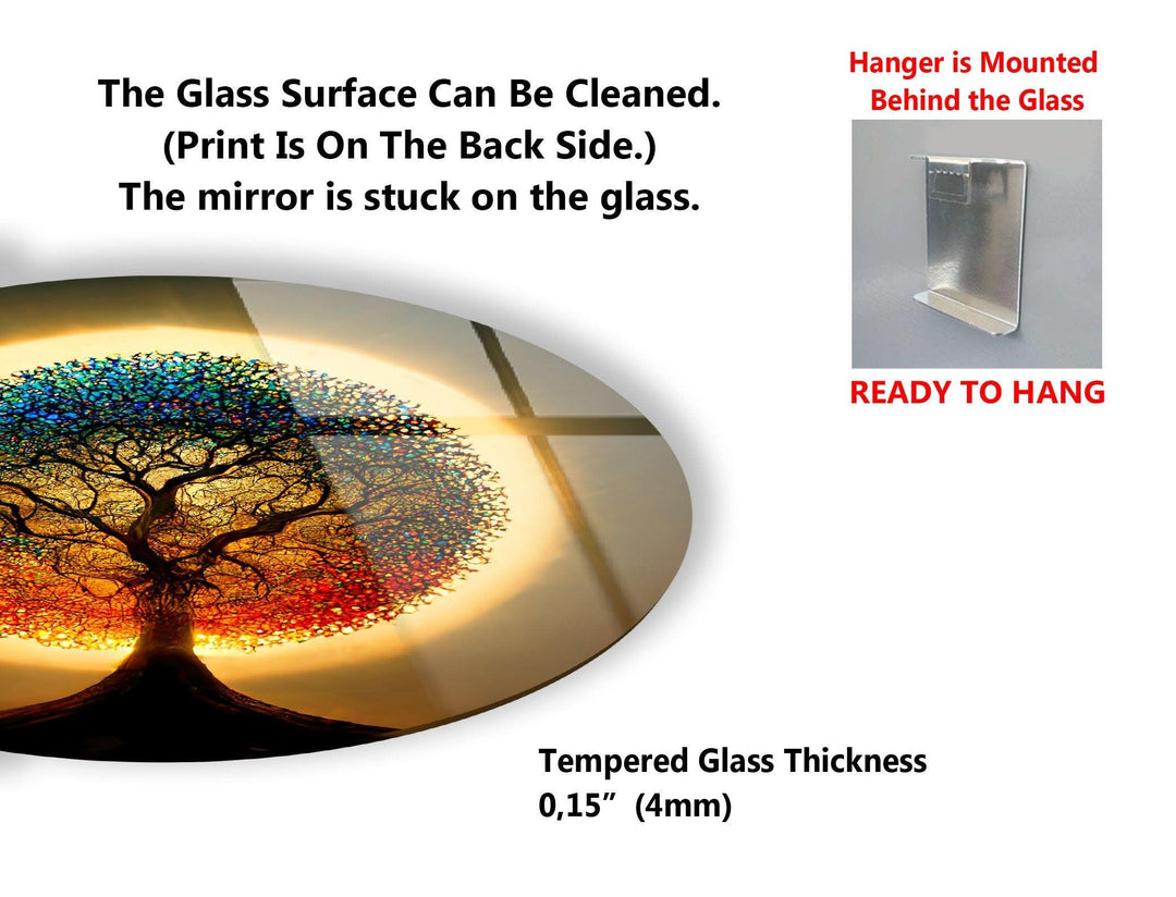 Stained Life of Tree Round Tempered Glass Wall Art - MyPhotoStation