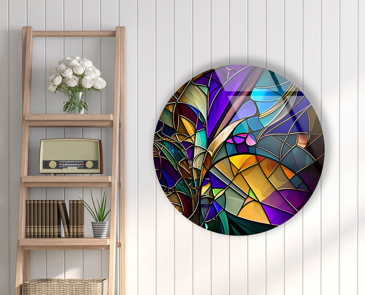 Colored Stained Round Glass Wall Art stained glass wall art, stained glass wall decor
