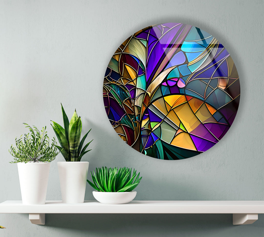 Colored Stained Round Glass Wall glass art painting, glass art for the Wall
 Art