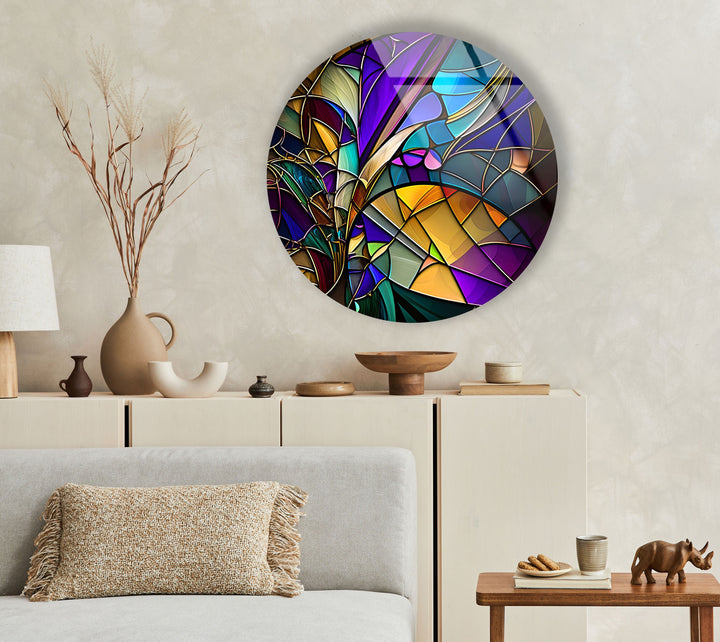 Colored Stained Round Glass Wall Art glass image printing, glass prints from photos
