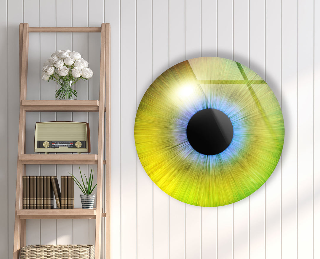 Colored Green Eye Round Glass Wall Art custom glass pictures, glass art prints
