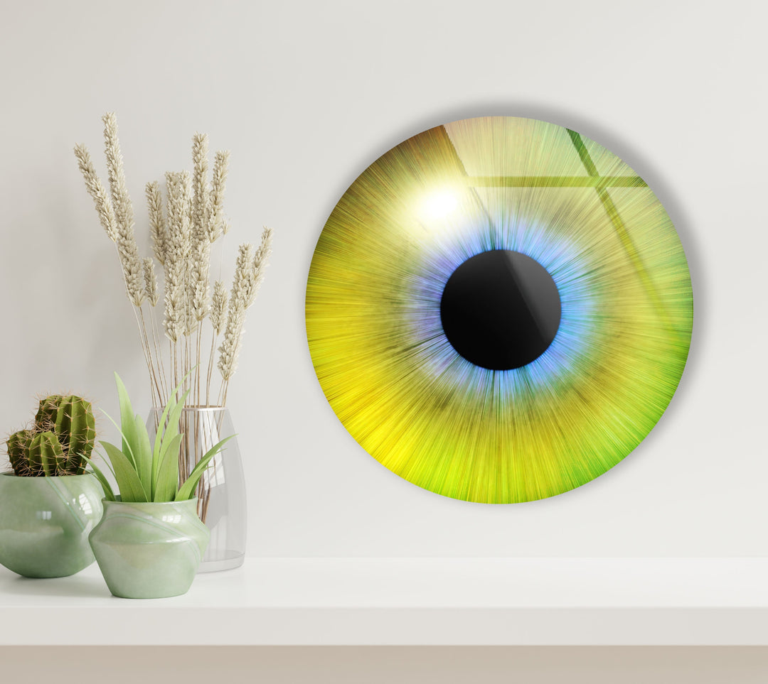 Colored Green Eye Round Glass Wall Art glass image printing, glass prints from photos
