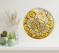 Abstract Round Yellow Glass Wall Art print picture on glass, Tempered Glass Wall Art
