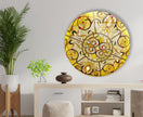 Abstract Round Yellow Glass Wall Art stained glass wall art, stained glass wall decor
