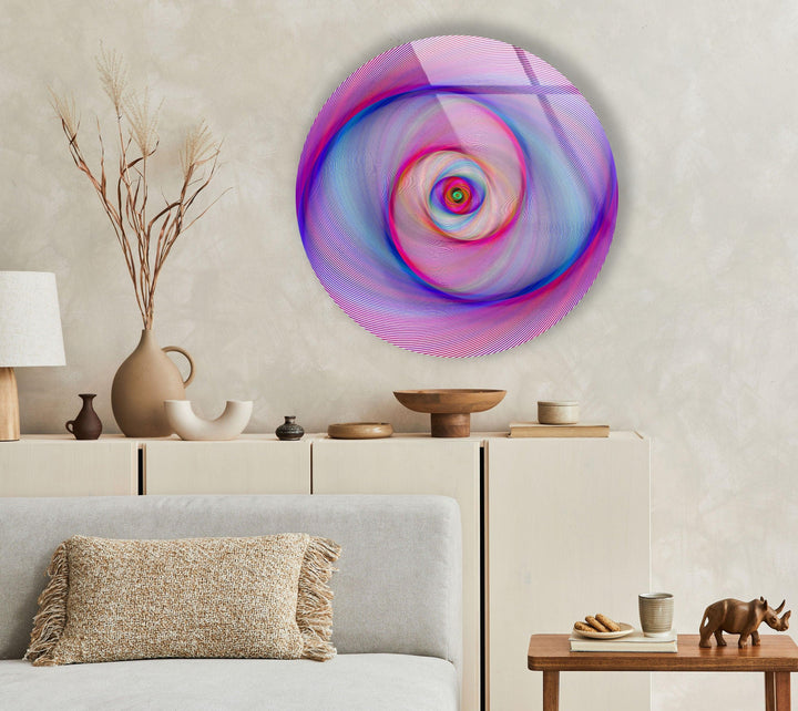 Purple Swirl Abstract Round Glass Wall Art glass wall decor, glass wall art decor
