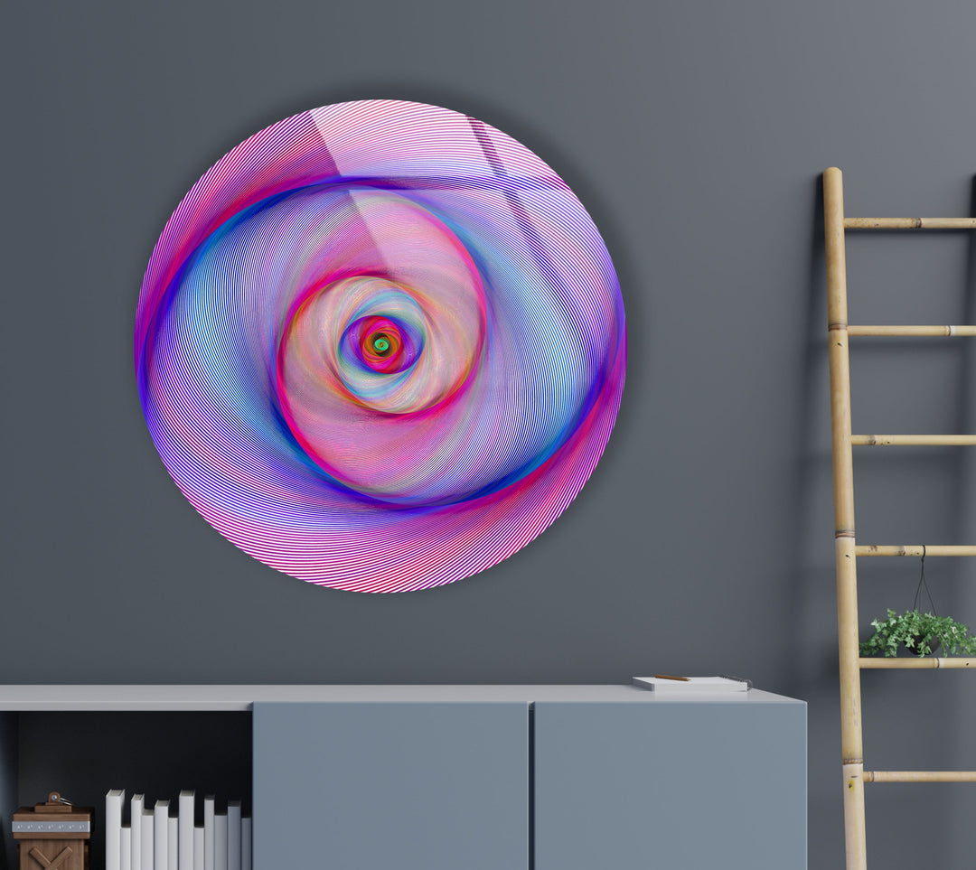 Purple Swirl Abstract Round Glass Wall Art glass photo prints, glass picture prints
