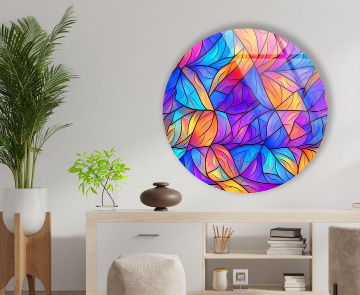 Stained Round Blue & Purple Glass Wall Art glass image printing, glass prints from photos
