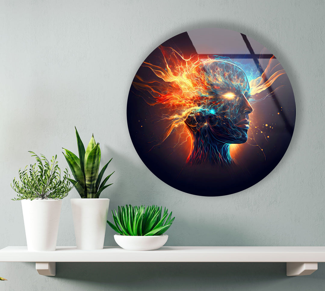 Digital Artwork of Human Round Glass Wall Art custom glass photo prints, large glass prints
