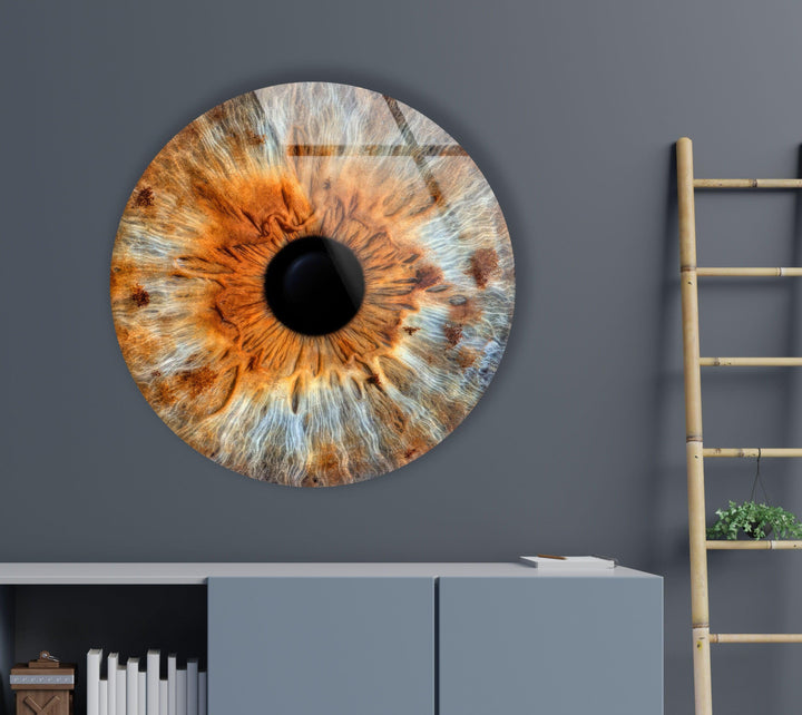 Brown Eye Round Glass Wall Art glass image printing, glass prints from photos
