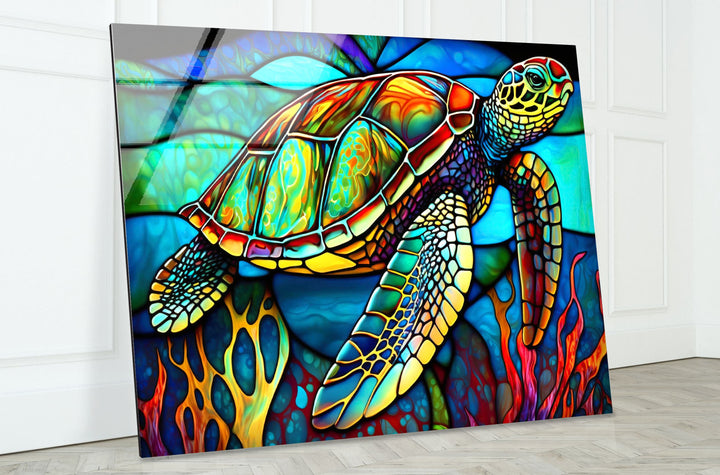 Stained Sea Turtle Glass Wall Art art glass wall art, glass wall art pictures