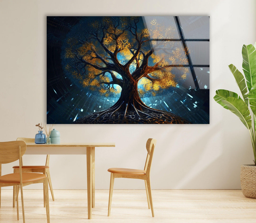 Glowing Magic Tree Glass Wall Art print picture on glass, Tempered Glass Wall Art