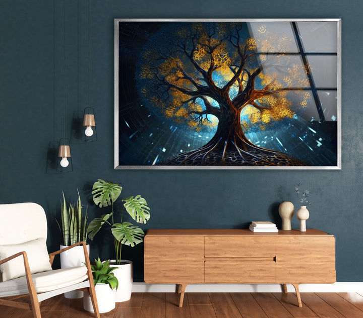 Glowing Magic Tree Glass Wall Art custom glass photo prints, large glass prints