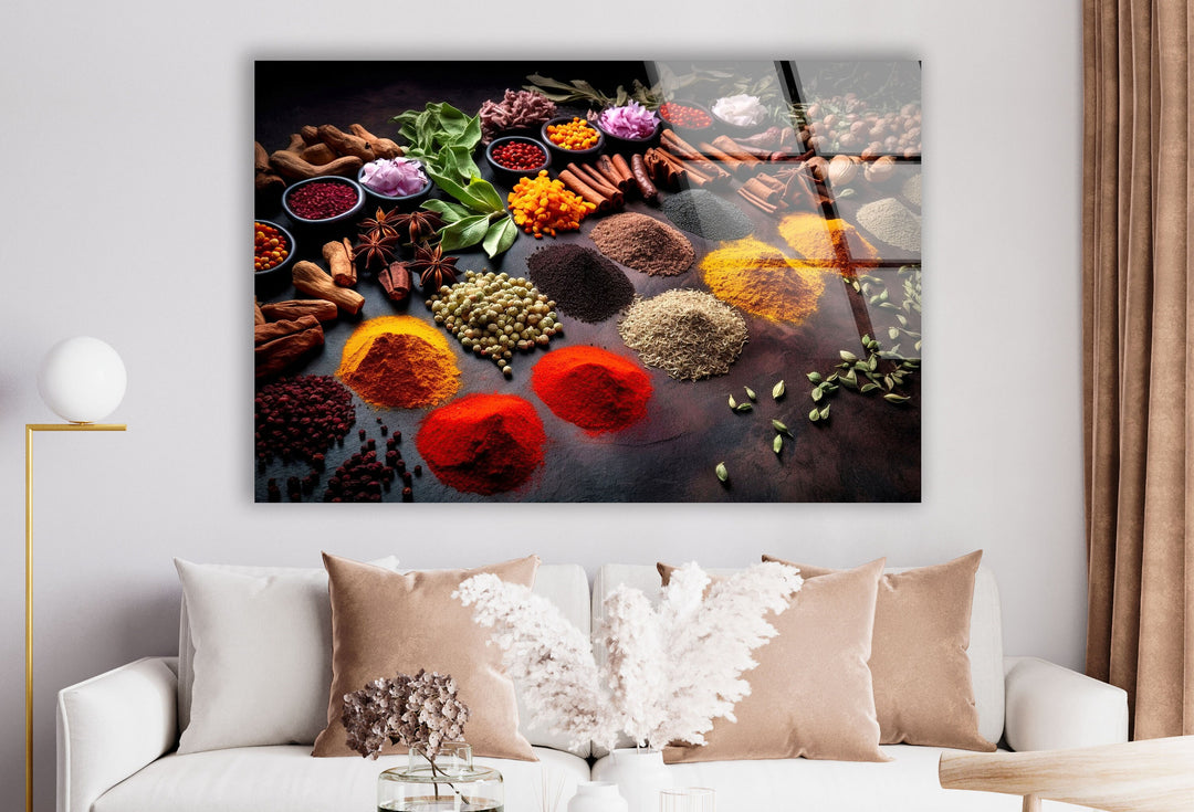 Spice Seasoning Glass Wall Art, photo print on glass, prints on glass wall art