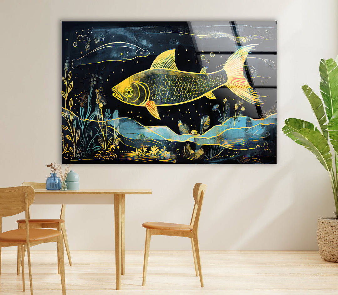 Fish Painting Glass Wall Art custom glass photo prints, large glass prints