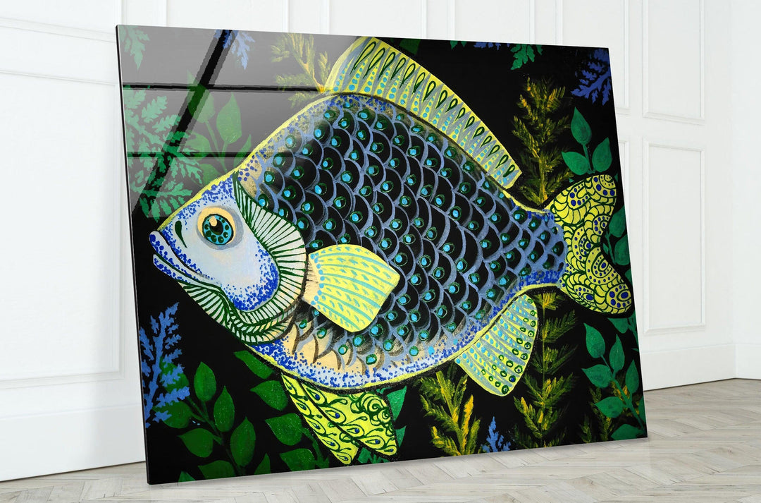 Fish Doodles Art Glass Wall Art stained glass wall art, stained glass wall decor