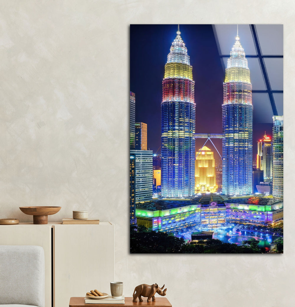 Petronas Twin Towers Glass Wall Art picture on glass wall art, photos printed on glass