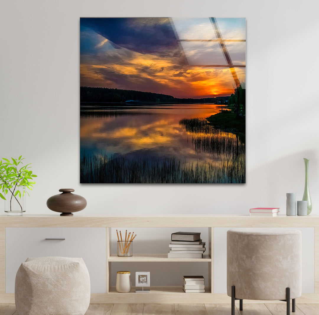 Colorful Sky Landscape Glass Wall Art photo print on glass, prints on glass wall art