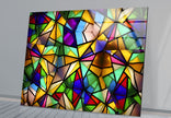 Geometric Mosaic Futuristic Glass Wall Art photo print on glass, prints on glass wall art