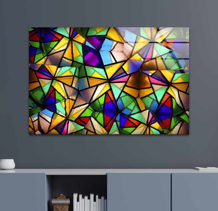 Geometric Mosaic Futuristic Glass Wall Art stained glass wall art, stained glass wall decor